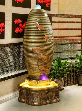 客欧式件流水摆财蛋喷泉水景厅装饰落地办公室福加湿RXU器蛋风水