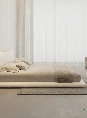 奶油风布艺床现代简约主卧软包榻双人床TSL榻地台矮床落法式落地