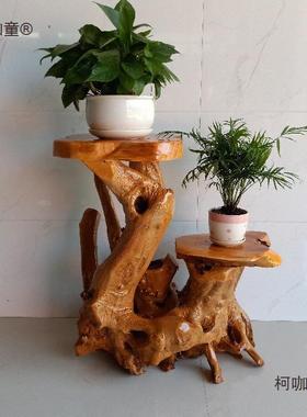 樟木树香墩子原木头凳子树根茶几底雕座XGE圆凳家用实木花架根麦