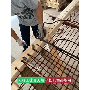 老式棕绷床手工编织木框棕绑床垫纯棕榈山棕绳硬垫1.8米1.5绷子床