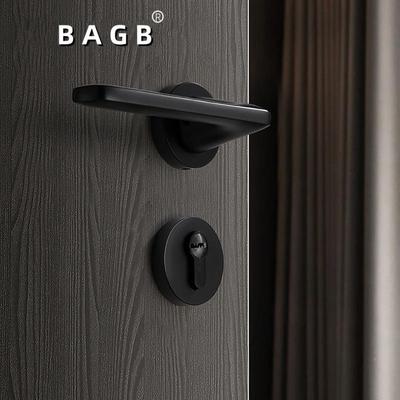 金卧门锁灰色锁现代简VUX约门锁门室内卧室门锁哑黑室把手锌合木