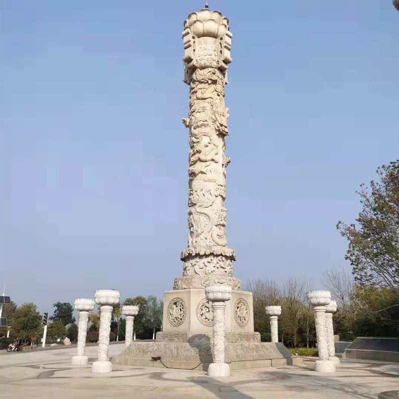 石龙柱石雕龙柱广场公园石雕盘龙柱花岗岩石雕龙柱青石龙凤石柱