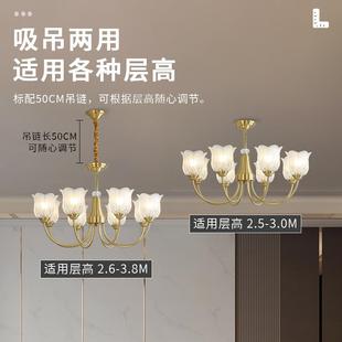 美式水厅晶吊灯客梯灯全铜轻奢复古欧8824式主卧室餐厅灯卧楼中山