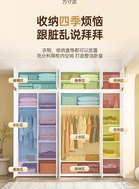 厚铁制艺衣柜205新款PZL家用卧室现代简约欧式2加金属收纳储物钢