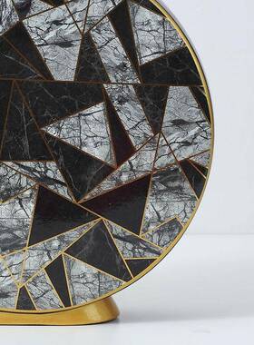 简约欧A1343式物石纹拼摆色陶瓷罐件家居客厅玄储罐装饰关罐工艺