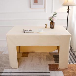 加厚档台会议尼桌布桌裙酒店会长议无品牌 室高桌套绒面桌罩展会