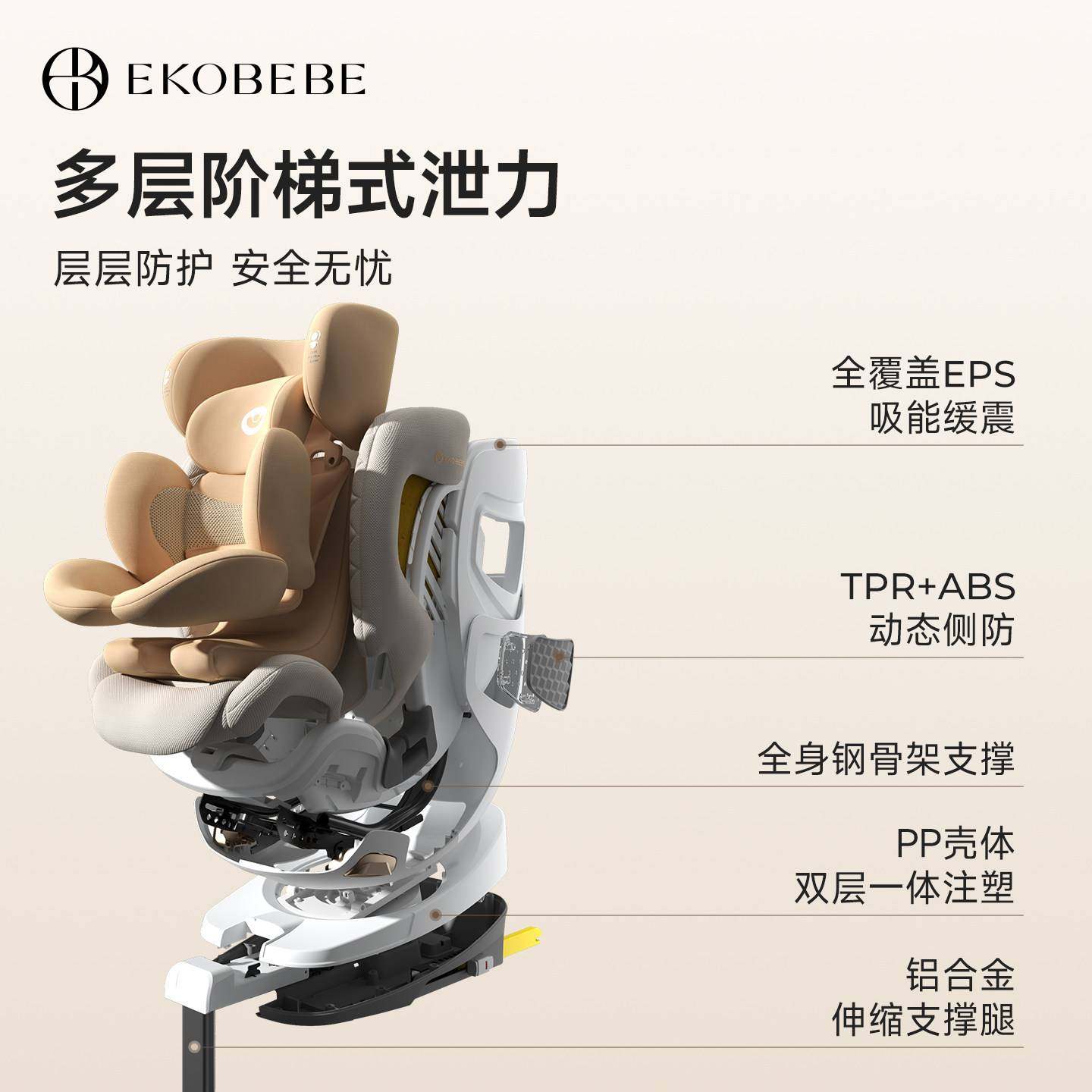 ekobebe儿童安全座椅汽车用0到12岁婴儿车载可坐可躺3岁以上大童