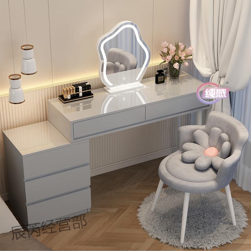 奶油风妆台卧新mTzrp8fP室简约现代化妆桌实木梳妆台斗柜一体202