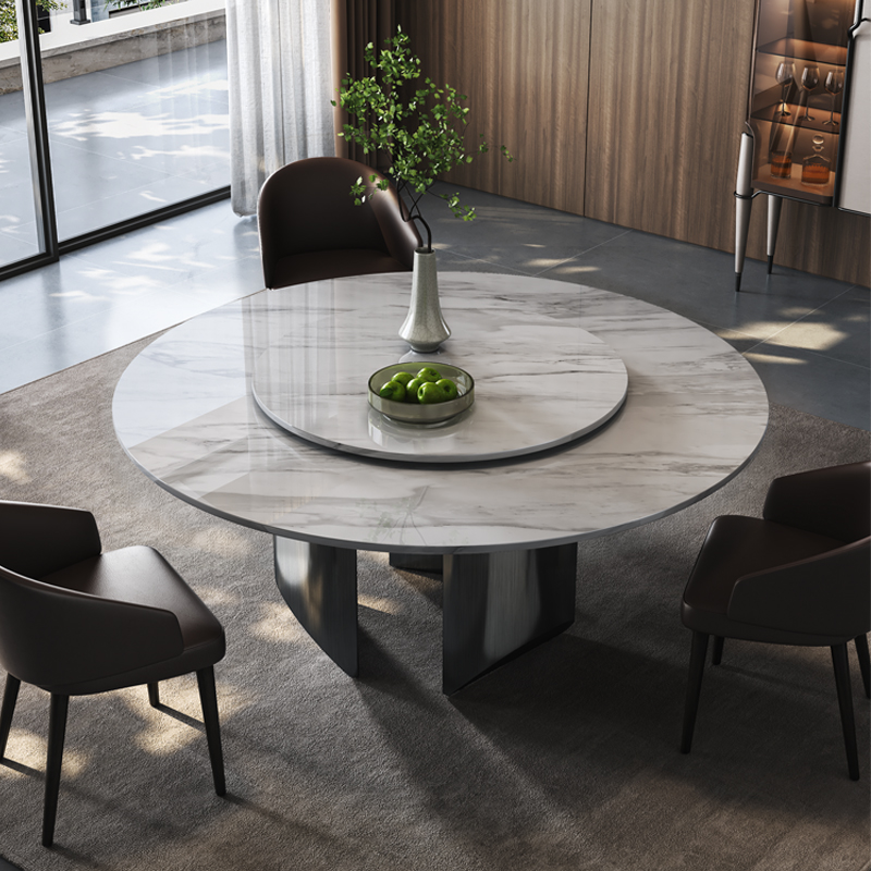 设计师家用白奢石现代简约带转盘