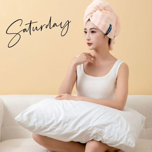 【下单立减50】泡泡绒宽尾浴帽绑带吸水软包头巾女士干发帽JD