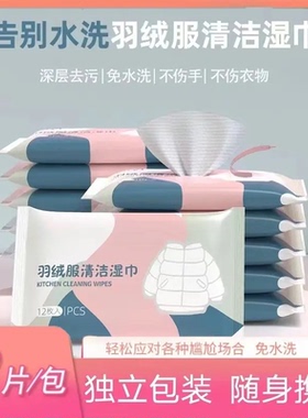 羽绒服家用清洁湿纸巾免水洗去渍去油不伤衣物独立便携清洁湿巾CZ