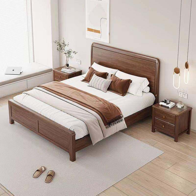 北美黑胡桃木实床1.现8米储物主卧婚约床新中式代简实木床1ZSI木.