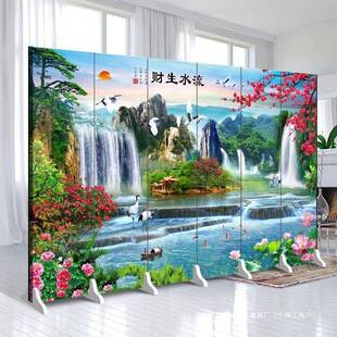 高山流水屏风隔断中式客00公墙室酒厅店饭店遮挡聚财办折叠移动屏