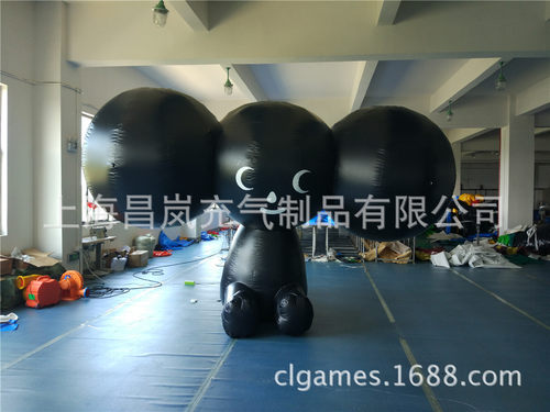 厂家直供气模卡通 充气气模大耳朵卡通3米小黑充气卡通吉祥
