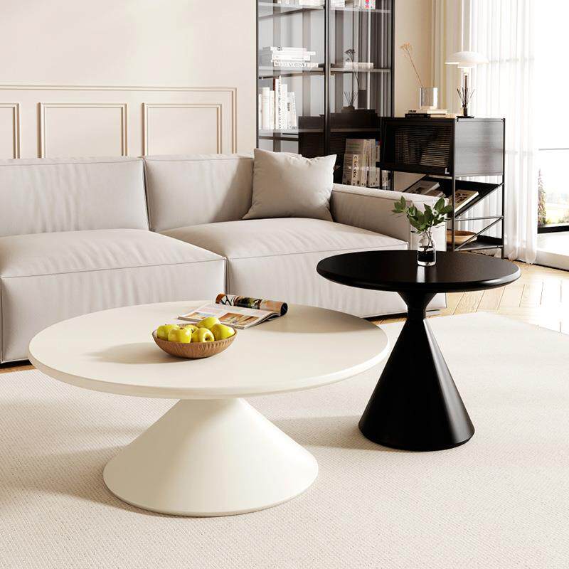 2025新款奶风家用几客厅油v-2户型圆形实木小茶几组合沙发边床头