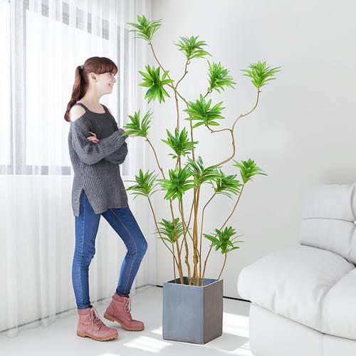 Z仿假花仿真绿植竹落地生784植物室高档轻奢内假盆栽花摆件百合盆