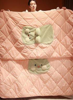 汽枕被子两用冬26331季加厚毛毯办公室午睡车抱抱二枕合一折叠被