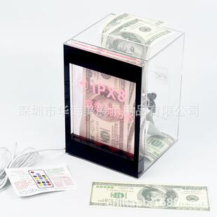 箱透明盒子带锁亚克带展示盒LED发光锁投票捐QOQ款箱婚礼卡片收力