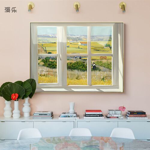 梵高装饰画世界名画丰收麦田沙发背景墙卧室餐厅玄关挂画复古油画