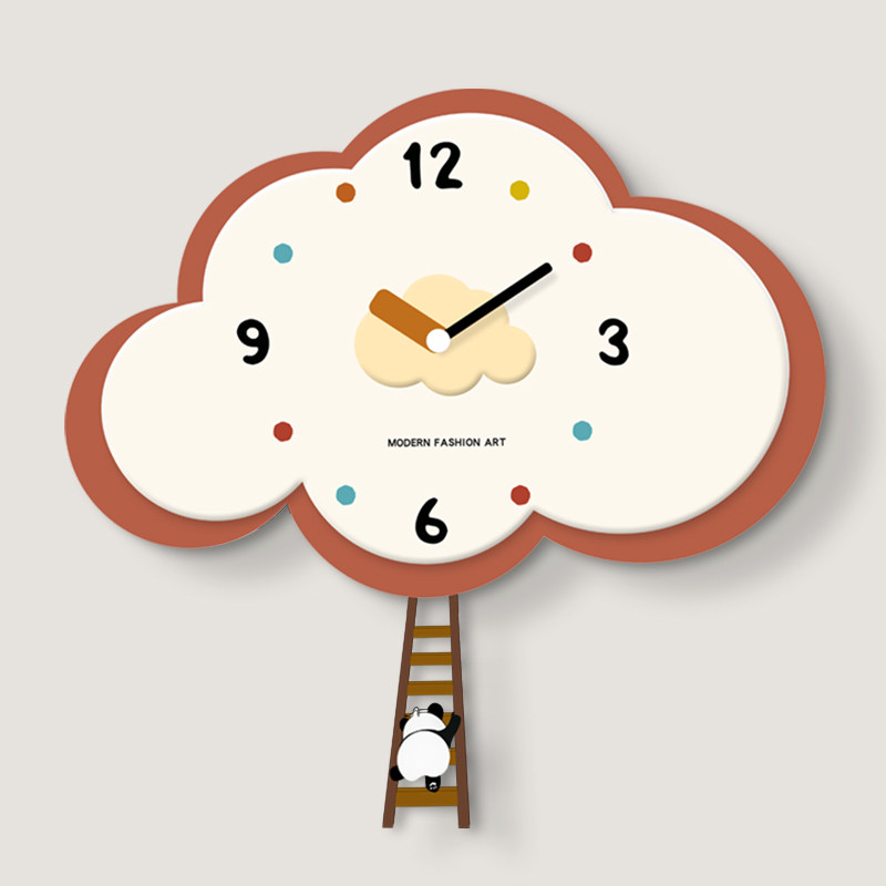 挂钟客厅2024新款简约创意静音钟表新款家用餐桌云朵挂墙时钟挂表