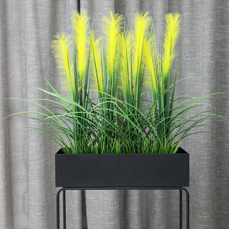 wo+仿真花假花木栅栏芦苇装 公司酒店商场橱窗花艺落地清新绿植