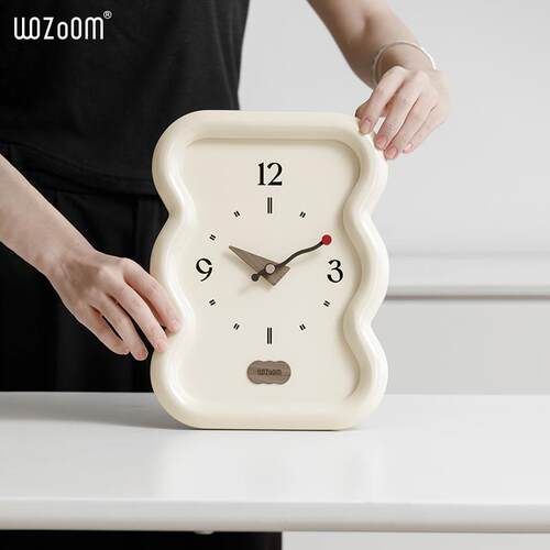 WOZOOM屋准家居奶油风时钟表客厅玄关装饰品电视柜高级感桌面摆件