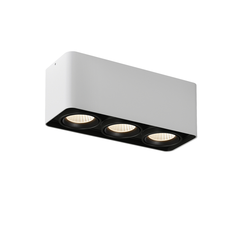 罗曼时光明装三头方形斗胆灯调光调色射灯led客厅家用cob卧室筒灯