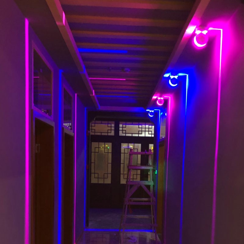 led筒灯过道壁灯七彩跑马线条灯酒店ktv网咖创意现代走廊射灯明装