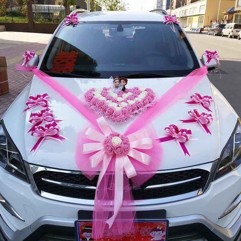 婚车装饰套主装花车婚车装饰车队仿车花婚礼布置迎亲仿真花盘真花