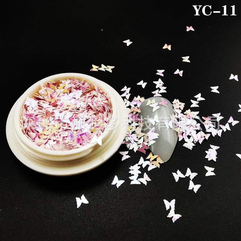 丽彩彩多蝴新款蝶花纹色亮片油列美甲贴BNK片手系机流沙金葱粉