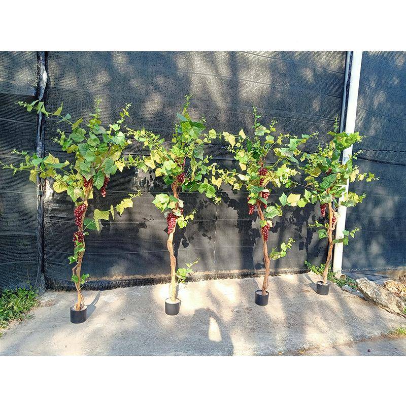 仿真葡萄树酒栽SQN实木红盆葡萄藤树商场店装饰果树盆水栽假提子