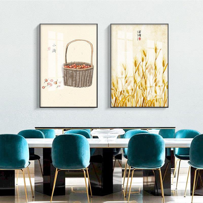 24厅二十节四气客厅装饰画现代简约新中餐24节气卡纸挂画中国古式