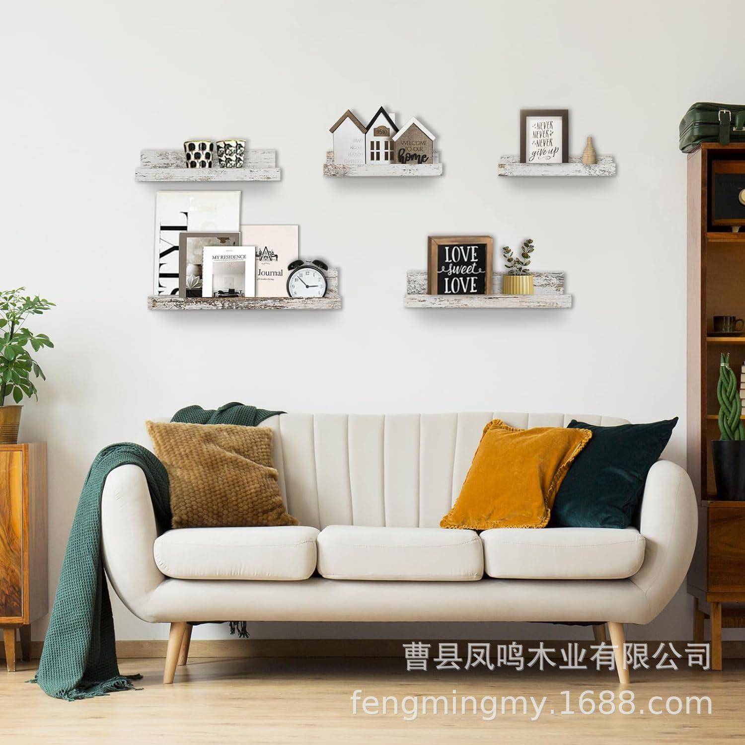 木制置物架家墙壁装饰架动架浮乡村风实格储物架壁挂FM-322式居木