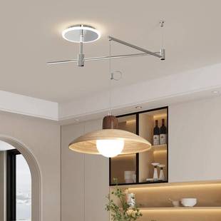 中古风餐厅吧灯饰法式复古可移位餐厅饭桌设计感灯具摇臂飞碟吊灯