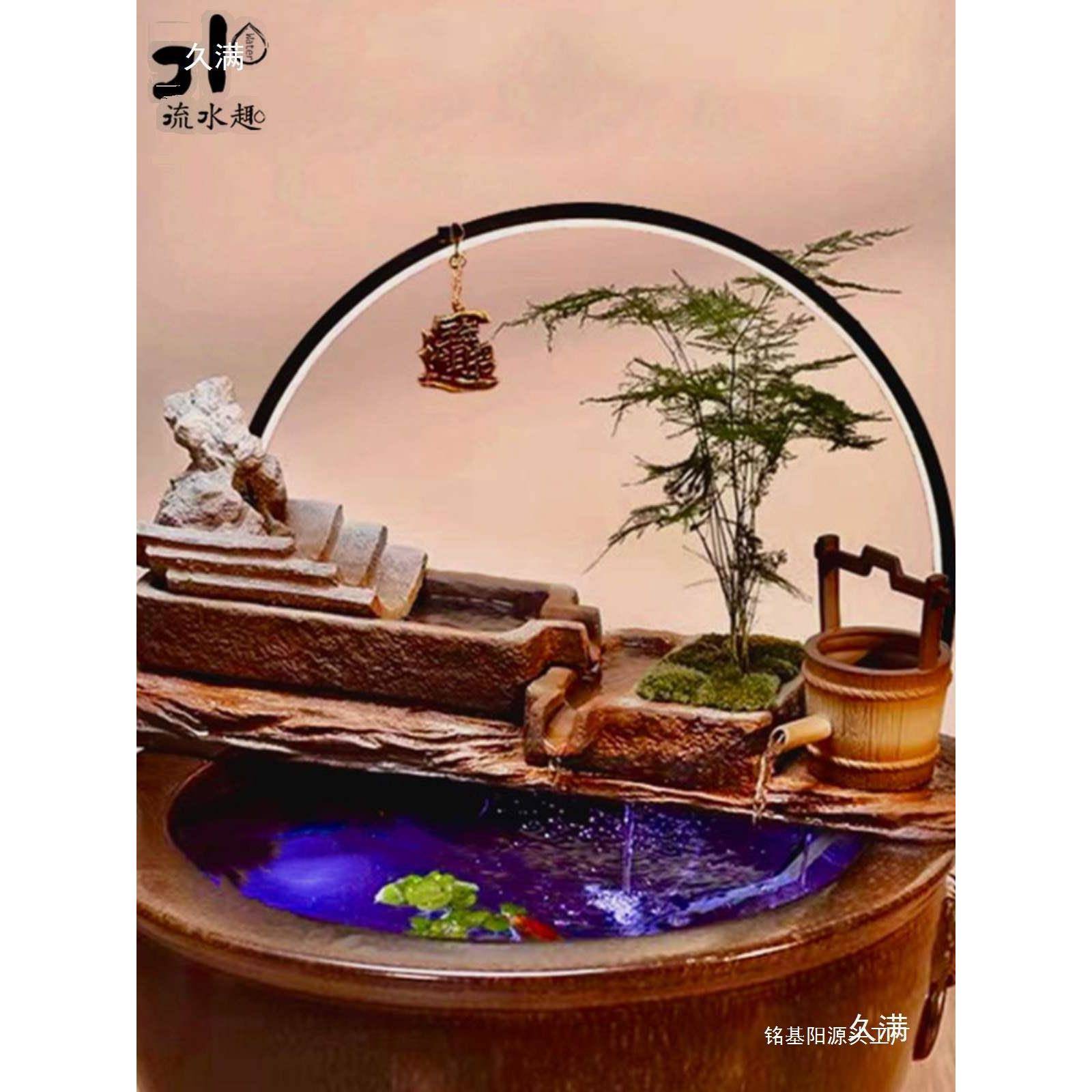 流古法养鱼大水thj#lofg瓷缸门海地老式陶养鱼缸玄关落阳台室外庭