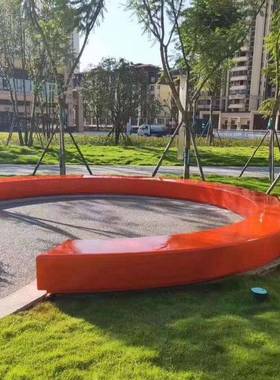 户YYA公园围观树外异休息坐凳商场美陈玻璃钢弧形形长条椅园林景