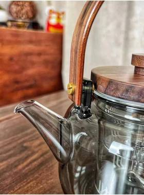 璃煮泡茶壶茶器蒸煮两用壶玻家用花茶壶木盖86023烧水提梁壶