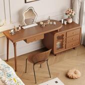 古角户风实木化中妆QLT桌斗柜梳妆台一体柜小型卧室床尾转复古风