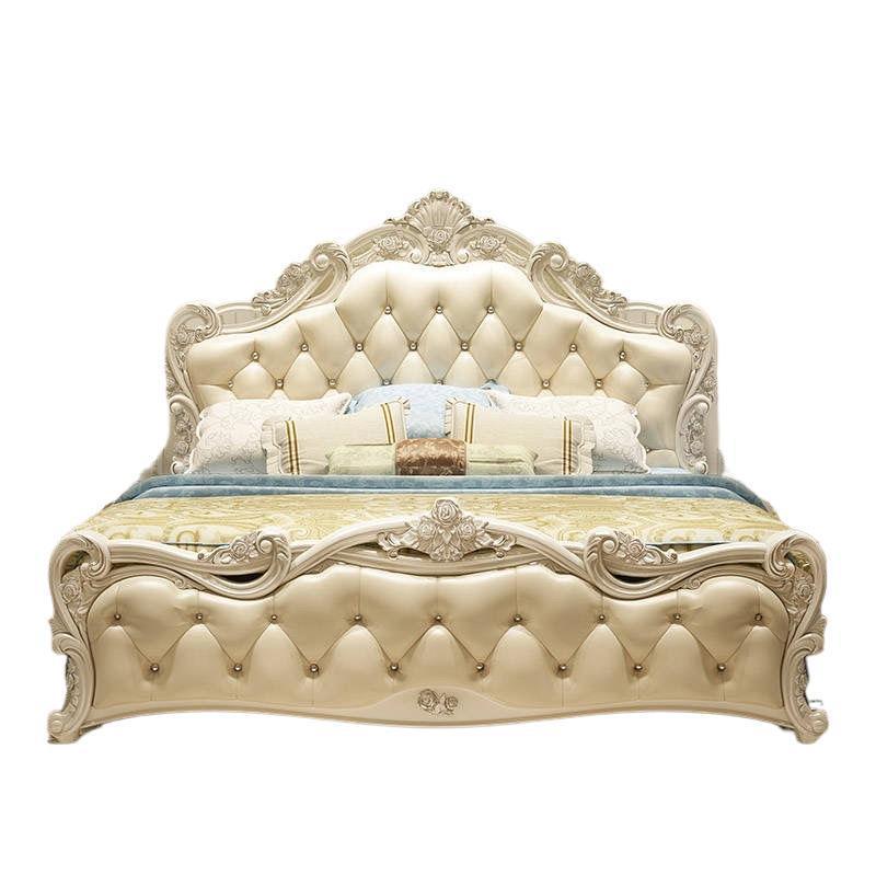BFV简欧式床现代约实公主床套简欧双人床粉色皮婚床主木卧家具组