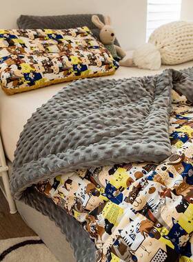 42420款25新版夹棉大被豆豆毯豆被A全棉B版豆豆绒婴儿加厚加绒被