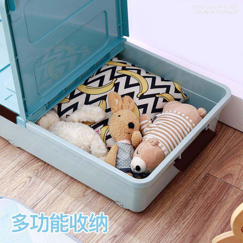 家用床底下衣物纳箱扁平塑床底整理料收纳箱带整理箱加厚滑轮储收