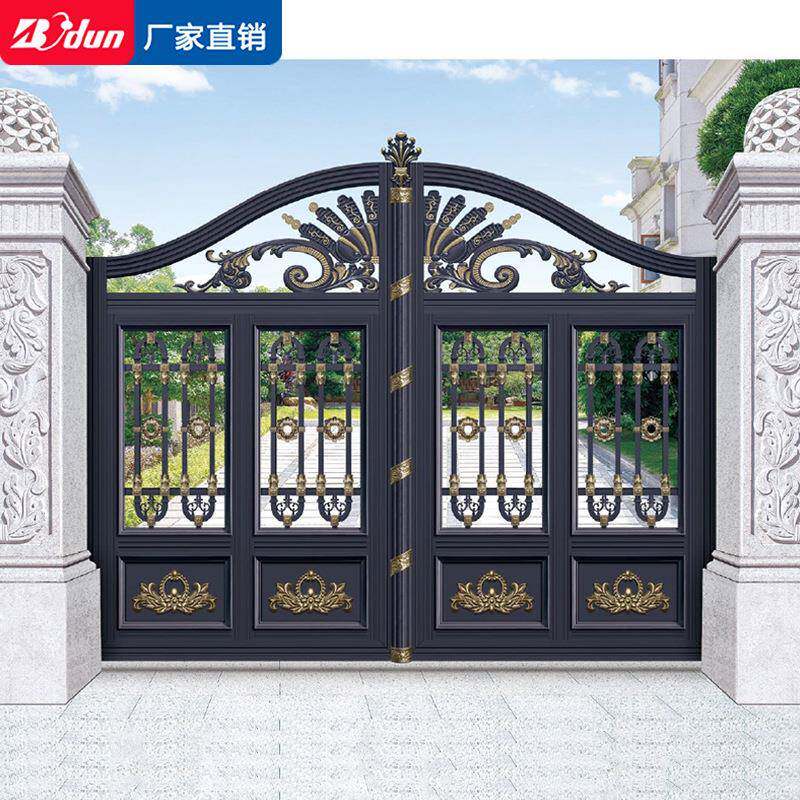 铝艺大门别墅大门对开门铝合金双开门庭院门院子电动平移围墙大门