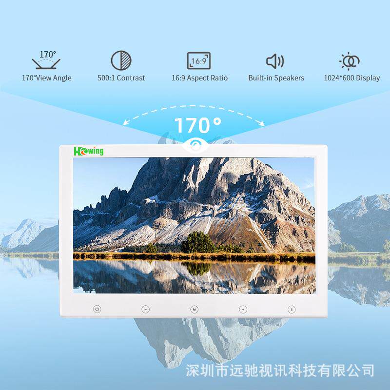 白色7寸10寸监视器钢琴面漆触摸按键microHD VGA嵌入式门禁显示器