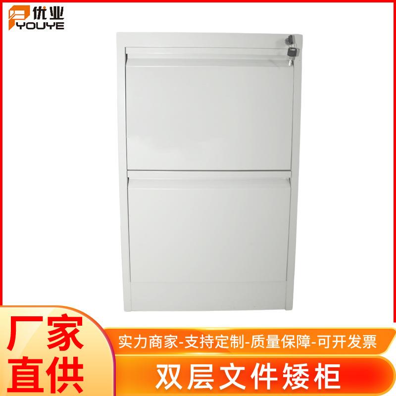 供应双层文件矮柜灰色档案文件双层柜冷轧钢板储物柜子规格可定