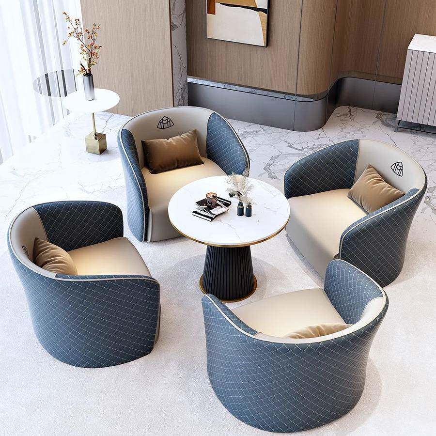 简约现代洽谈桌椅组合办公室酒店售楼处休息区接待会客单人沙发椅