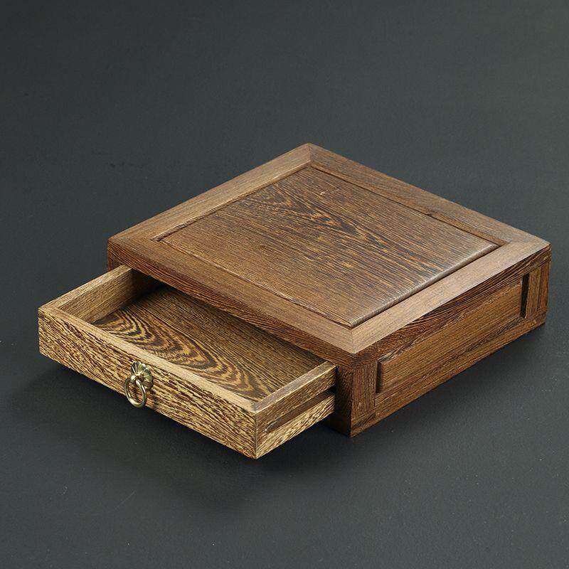鸡翅木普洱茶盒茶饼储茶柜抽屉式盒子收纳茶具茶道配件实木分茶盘