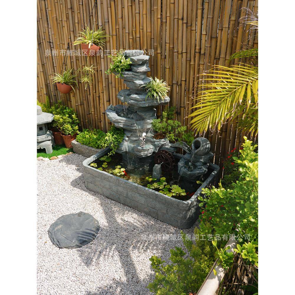 观庭院造景小花园装饰假山水景摆件客厅落地阳光房循环水系喷泉景