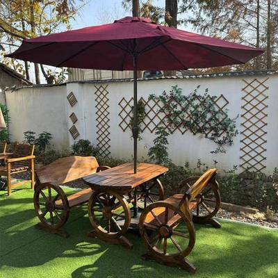 碳化天防腐实见详情木桌椅套户外院休闲花园阳台露庭组件合复古茶