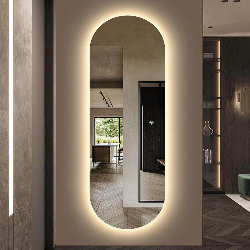 BOLEN伯仑间无框镜穿衣镜壁挂身镜子全L试ED灯衣异形椭TQY圆落地