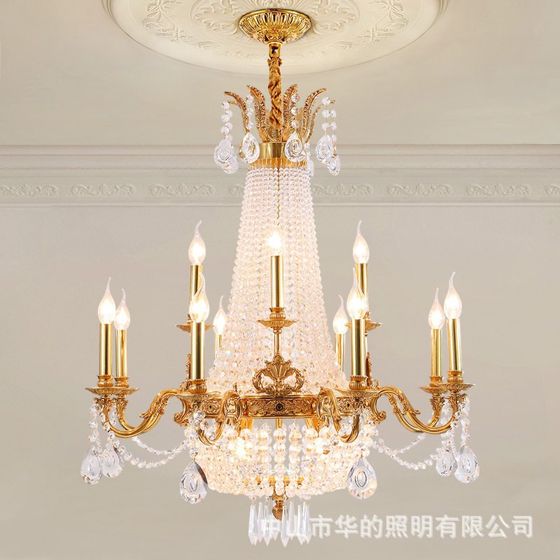 法式水晶吊灯欧式全铜别墅客